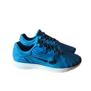 Nike Downshifter Girls Size 7Y Womens 8.5 Sneakers Blue W Black Swoosh